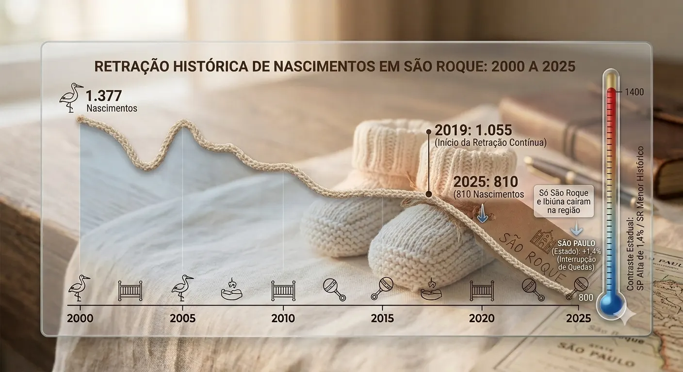 Série do Registro Civil publicada pela Fundação Seade mostra queda de 1,8% em um ano e de 41% desde 2000; no Estado de São Paulo, os nascimentos subiram 1,4% no mesmo período